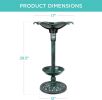 Outdoor Solar Lighted Pedestal Bird Bath Fountain Decoration w/Planter, Integrated Panel, Scroll Accents for Lawn, Garden - Green