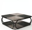 Square Coffee Table 39' Central Cocktail Table with 2-Tier Shelves Living Room Decorative Modern Simple Style Wood Color