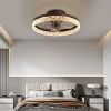 19.7" Ceiling Fans with Lights, Low Profile Ceiling Fan and Remote, Flush Mount Ceiling Fans, Stepless Dimmable LED Light, Brown Fixtures for Bedroom