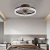 19.7" Ceiling Fans with Lights, Low Profile Ceiling Fan and Remote, Flush Mount Ceiling Fans, Stepless Dimmable LED Light, Brown Fixtures for Bedroom