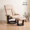 Massage Recliner Chair with Ottoman, 360° Swivel Recliner and Footstool, 10-Point Vibration, Beige