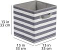 Collapsible Fabric Storage Bins with Handles, Cube Organizer for Organizing, 13"x13"x13", White/Light Grey Stripe, 6-Pack