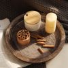 Candle Plate Holder Tray: Round Wood Decorative Candle Plate Decor Farmhouse Table Centerpiece Rustic Wood Tealight Pillar Trays for Wedding Home Deco