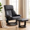 Massage Recliner Chair with Ottoman, 360° Swivel Recliner and Footstool, 10-Point Vibration, Black
