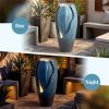 16"Ã—32" Outdoor Cracked Jar Water Fountain with LED Lights Resin Patio Water Feature