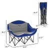 Padded Folding Camp Chair for Adults, Double Camping Chairwith Armrests, Cup Holders, Carry Bag for Outdoor, Blue