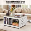 31.5" Farmhouse Coffee Table, Square Coffee Table with Open Storage Compartment, Wooden Rustic Cocktail Table for Living Room, Bedroom, Apartment