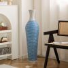 39-Inch Tall Standing Designer Floor Vase - Durable Artificial Rattan - Elegant Two-Tone Dark Brown Finish - Ideal Decor Accent for Living Room