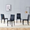 Four black PU dining chairs, simple and versatile