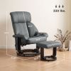 Massage Recliner Chair with Ottoman, 360° Swivel Recliner and Footstool, 10-Point Vibration, Gray