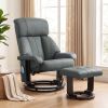 Massage Recliner Chair with Ottoman, 360° Swivel Recliner and Footstool, 10-Point Vibration, Gray