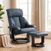 Massage Recliner Chair with Ottoman, 360° Swivel Recliner and Footstool, 10-Point Vibration, Blue