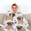 1pc Cute Cartoon Lapdog Heart Pattern Cute Pet Style Soft And Skin Friendly Blanket Cover Blanket Casual Blanket