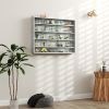 Glass Display Cabinet 5-Tier Wall-Mounted Adjustable Shelves 2 Doors Modern Gray