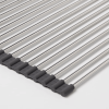 Over the Sink (Roll Away) Dish Drainer Silver: Stainless Steel Drying Rack Mat, Hand Wash, 20.5"x13"