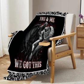 Beauty And Ghost Human Skeleton Printed Halloween Soft Cozy Lightweight Durable Plush Flannel Throw Blanket For Bedroom Living Rooms Sofa Couch 60Inch