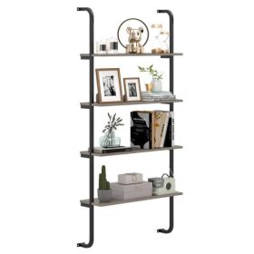 4-Tier Industrial Pipe Shelving with Metal Frame for Living Room Kitchen-Rustic Brown