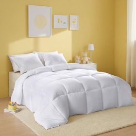 White Oversized Checkered Quilted Plump Duvet Adorable Cozy Design For All Genders' Bedrooms. Hotel & Guesthouse Compatible. Fits Single/double Beds W
