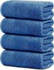 Pack of 4 Extra Large Bath Towels 30 x 60 Inches, 100% Cotton, Larger & Lighter Weight, Quicker to Dry, Super Soft and Absorbent