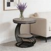 Round coffee table, sofa table, tea table, side table, with storage rack