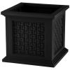 Outdoor Rattan Style Planter Box - 14.65-Inch Plant Pot, Black