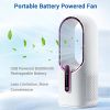 Bladeless Desk Fan, 11.8 Inch Small Rechargeable Fan, Quiet Office Fan, 3 Speeds, Touch Control, Easy to Clean, Desk Fan Small Quiet, Ideal for Home