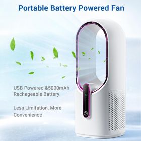 Bladeless Desk Fan, 11.8 Inch Small Rechargeable Fan, Quiet Office Fan, 3 Speeds, Touch Control, Easy to Clean, Desk Fan Small Quiet, Ideal for Home
