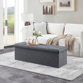 Folding Storage Ottoman Bench, Ottoman Foot Rest, End of Bed Bench, Storage Chest, with Flipping Lid, for Living Room, Bedroom, Entryway, 47 Inch