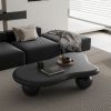 47 Inch Cloud Shaped Coffee Table with 3 Ball Legs for Living Room, Black