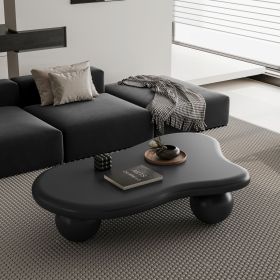 47 Inch Cloud Shaped Coffee Table with 3 Ball Legs for Living Room, Black