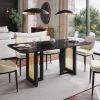 Modern 6 Seater Dining Table with Gold Accents, Black & Gold