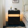 LED Nightstands 3 Drawer Dresser for Bedroom End Table with Acrylic Board LED Bedside Tables for Bedroom Living Room Bedside Furniture (Black+Gold)