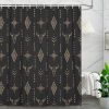 Boho Western Bull Skull Shower Curtain, Beige Southwestern Cow Bohemian Geometric Pattern Bathroom Shower Curtain Set