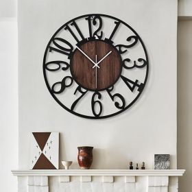 Large Wall Clocks ,Silent, Non Ticking, Battery Operated Rustic Round Modern Big Wood Wall Clock for Living Room, Bedroom, Kitchen, Farmhouse, Office