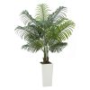Artificial Areca Palm Tree 5 ft, Fake Palm Tropical Plants with White Tall Planter, Faux Floor Silk Plant in Pot