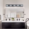 32" Modern Black 5-Light LED Vanity Light, Square Acrylic Lampshades Wall Mount Fixture for Bathroom, Mirror Lighting