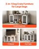 72" Dog Crate Furniture for 2 Dogs, Double Dog Crate Furniture with Double Sliding Doors, Large Dog Crate TV Stand with Removable Tray