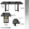 Modern 6 Seater Dining Table with Gold Accents, Black & Gold