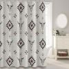 Western Aztec Linen Shower Curtain- Boho Farmhouse Fabric Shower Curtain Set, Ethnic Southwest Bull Skull Cow Shower Curtains for Bathroom