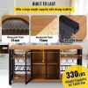 Industrial Bar Cabinet, 55 Inch Rustic Oak, 330 LBS Wine Table for Liquor with Wine Racks (24 Bottles), Glass Holders and Metal Sideboard