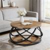 Round coffee table, center table, tea table, sofa table, dining table, with storage rack