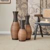 Set of 3 designer floor vases, large vases for home decor flooring, artificial rattan floor vases, brown floor vases for living rooms or corridors
