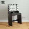 Vanity Table, Makeup Dressing Table with LED Lighting Mirror, Charging Station and Drawers for Bedroom, Black