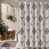 Western Aztec Linen Shower Curtain- Boho Farmhouse Fabric Shower Curtain Set, Ethnic Southwest Bull Skull Cow Shower Curtains for Bathroom