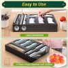 Bag Organizer & Plastic Wrap Dispenser with Cutter, 6 In 1 Bamboo Foil & Plastic Wrap Organizer for Kitchen, Food Storage Bag Organizer