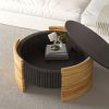 31.50" Modern Colorblocked Striped Coffee Table with Flip Top Storage Coffee Table - Natural Wood Finish for Living Room, Apartment, Office