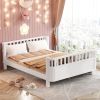 Full Size Wood Platform Bed for Kids, Wood Low Profile Full Bed with Rails for Girls and Boys, White (Patented Design, Old SKU W2593P233767)