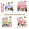 Kids Toy Storage Organizer with 3 Fabric Bins, Open Shelf Bookcase with Drawers, Wooden Storage Cabinet for Playroom, Nursery, Bedroom, Living Room