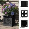 Outdoor Rattan Style Planter Box - 14.65-Inch Plant Pot, Black