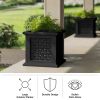 Outdoor Rattan Style Planter Box - 14.65-Inch Plant Pot, Black
